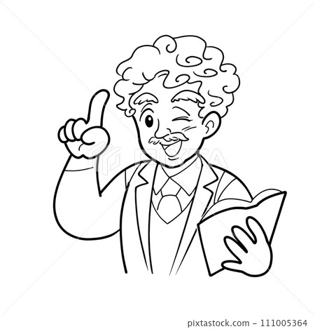 Illustration material of a teacher pointing at a textbook Illustration material of a teacher pointing at a textbook 111005364