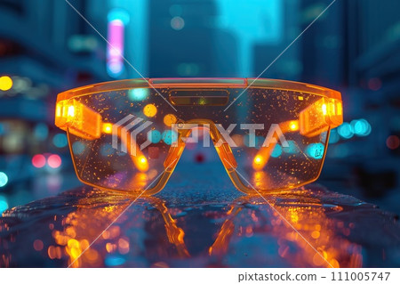 AI-generated content. Glasses that adjust correctly eyesight from blurred to sharp. Generative AI 111005747