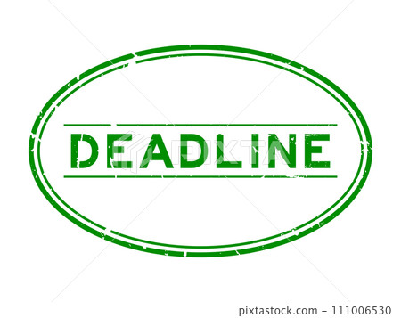 Grunge green deadline word rubber seal stamp on white background 111006530