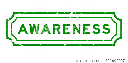 Grunge green awareness word rubber seal stamp on white background 111006637
