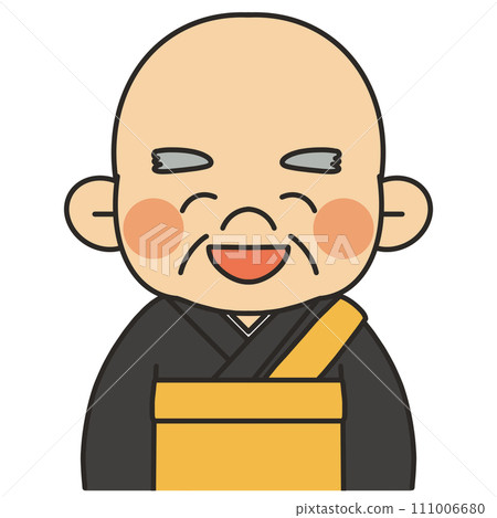 一個微笑的和尚面向前方的插圖 111006680