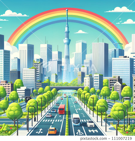 rainbow over the city 111007219