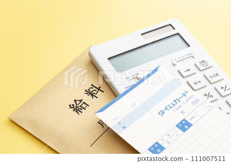 Time card on yellow background Time card on yellow background 111007511