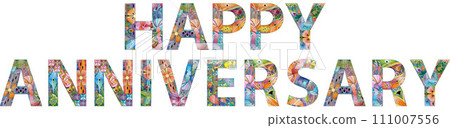 Word Happy Anniversary. Colorful vector word isolated on a white background Word Happy Anniversary. Colorful vector word isolated on a white background 111007556