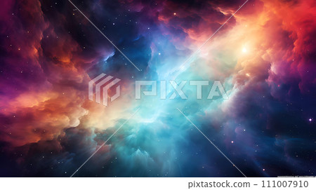 Mystical Cosmic Nebula. Celestial Symphony of Colors Unveiling the Enigmatic Beauty of the Universe. Theme of space. Ai-generated 111007910