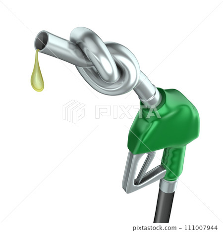 Gas pump nozzle with knot isolated over white background 111007944