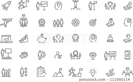 Monochrome growth and success line drawing pictogram 111008114