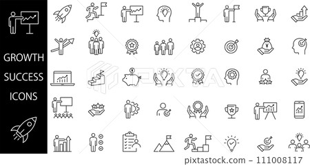 Line drawing monochrome pictogram of growth and success 111008117