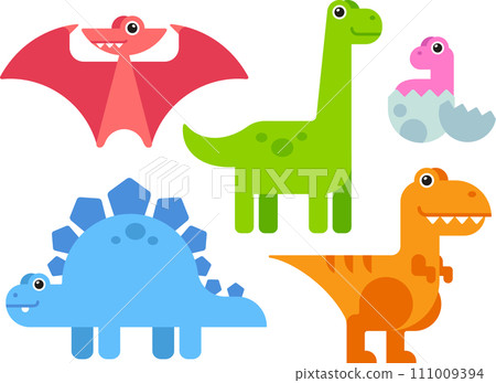 Cute Cartoon Dinosaurs Set 111009394