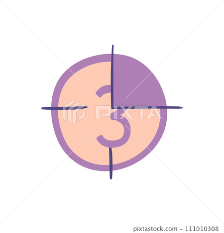 Cartoon Color Cinema Movie Concept Flat Design Style Film Countdown Isolated on a White Background. Vector illustration of Timer Count 111010308