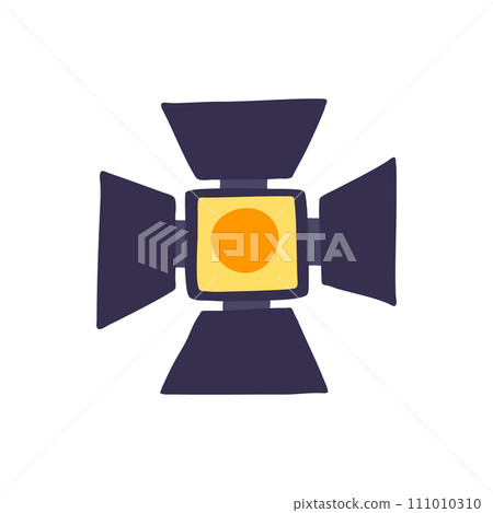 Cartoon Color Cinema Movie Concept Flat Design Style Old Camera Film Projector Isolated on a White Background. Vector illustration Cartoon Color Cinema Movie Concept Flat Design Style Old Camera Film Projector Isolated on a White Background. Vector illustration 111010310