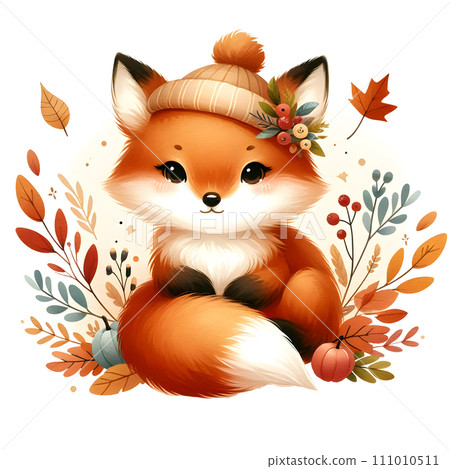 Cute autumn fox 111010511