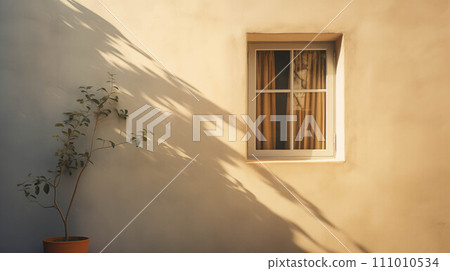 Generative AI Windows and walls with soft sunlight shining through. Generative AI Windows and walls with soft sunlight shining through. 111010534