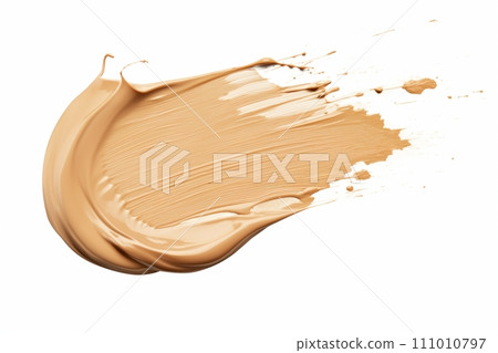 Beige stroke swatch of makeup foundation isolated on white background Beige stroke swatch of makeup foundation isolated on white background 111010797