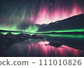 Green and red aurora 111010826