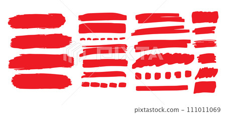 Red highlighter lines set isolated on white background. Marker pen highlight underline strokes Red highlighter lines set isolated on white background. Marker pen highlight underline strokes 111011069