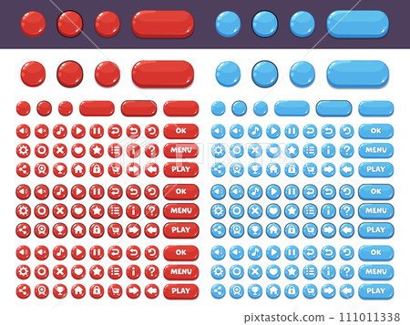 Cute game UI icon material set_red_light blue Cute game UI icon material set_red_light blue 111011338