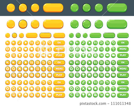 Cute game UI icon material set_red_light blue 111011348