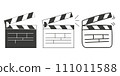 Set of clapper icon for the movie. A firecracker for filmmaking. Board for a film set vector illustration isolated on white background 111011588