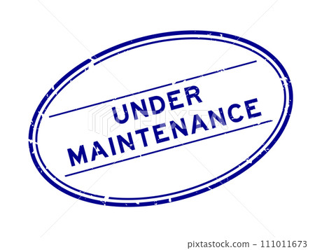 Grunge blue under maintenance word oval rubber seal stamp on white background 111011673
