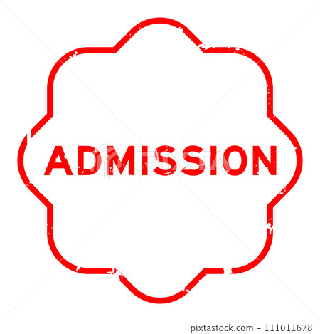 Grunge red admission word rubber seal stamp on white background 111011678