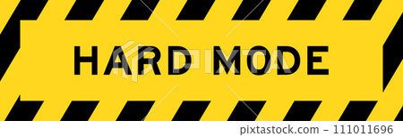 Yellow and black color with line striped label banner with word hard mode 111011696