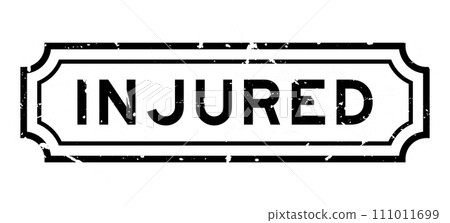 Grunge black injured word rubber seal stamp on white background Grunge black injured word rubber seal stamp on white background 111011699