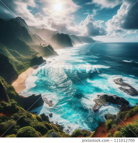 Hawaii sea scenery illustration 111012700