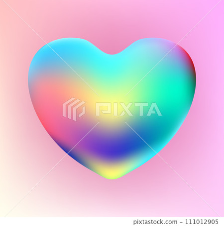 Holographic heart. Fluid liquid chrome heart shape. 3d y2k Holographic heart. Fluid liquid chrome heart shape. 3d y2k 111012905