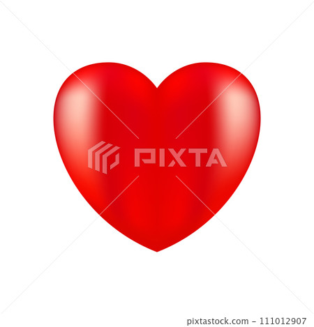 Red realistic heart icon on white background. 3d vector illustration. Red realistic heart icon on white background. 3d vector illustration. 111012907