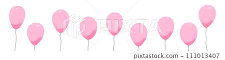 Celebratory balloons for parties and birthdays, flying balloons and ribbons. Happy decoration. Flat vector illustration isolated on white background. Celebratory balloons for parties and birthdays, flying balloons and ribbons. Happy decoration. Flat vector illustration isolated on white background. 111013407