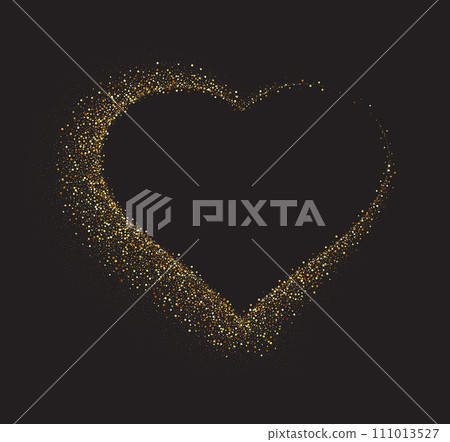Gold glitter heart frame. Luxury shimmer heart shape border. Gold glitter heart frame. Luxury shimmer heart shape border. 111013527