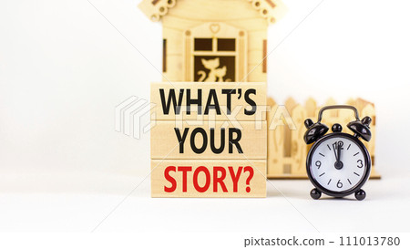 Storytelling and what is your story symbol. Concept words What is your story on blocks. Beautiful white background. Black alarm clock. Business storytelling and what is your story concept. Copy space. Storytelling and what is your story symbol. Concept words What is your story on blocks. Beautiful white background. Black alarm clock. Business storytelling and what is your story concept. Copy space. 111013780