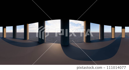 Stunning sunset View From Inside column Building 360 panorama vr environment map 111014077