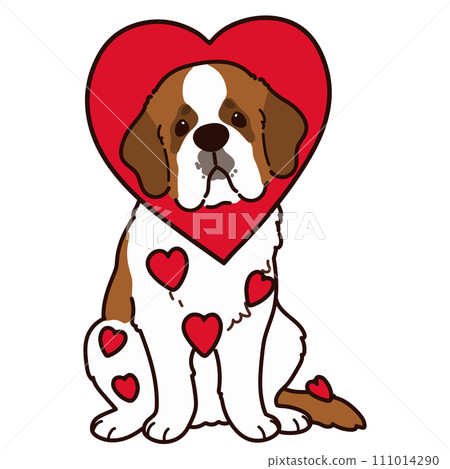 Simple and cute Saint Bernard illustration for Valentine's Day Simple and cute Saint Bernard illustration for Valentine's Day 111014290
