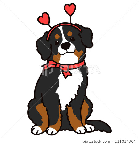 簡單可愛的情人節山狗插畫 111014304