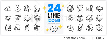 Icons set of Aluminium mineral, Vaccine announcement and Thermometer line icons pack for app with Dental insurance, Stress grows, Vitamin thin outline icon. Medical mask. Design with 3d stars. Vector Icons set of Aluminium mineral, Vaccine announcement and Thermometer line icons pack for app with Dental insurance, Stress grows, Vitamin thin outline icon. Medical mask. Design with 3d stars. Vector 111014817