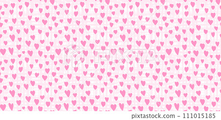 Cute textured seamless pattern with bunch of small pink hearts. Lovely vector texture with red doodle heart shapes for St. Valentines wrapping paper, surface, wallpaper, textile 111015185