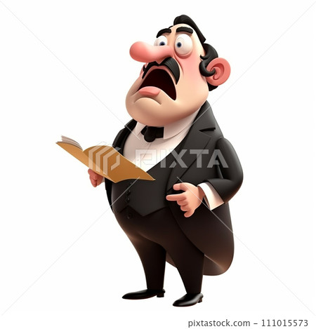 Cheerful opera singer, funny cute cartoon 3d illustration on white background, creative avatar Cheerful opera singer, funny cute cartoon 3d illustration on white background, creative avatar 111015573