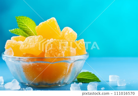 AI-generated content. Citrus candied delight with fresh mint on ice AI-generated content. Citrus candied delight with fresh mint on ice 111016570