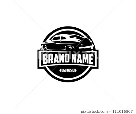 1949 mercury coupe car logo silhouette. isolated on white background side view. Best for badge, emblem, icon and sticker design. 111016807