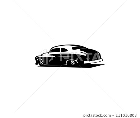 silhouette of a 1949 Mercury coupe. Appears from the side in an elegant style. premium vector design. isolated white background. Best for logo, badge, emblem, icon, sticker design. vintage car industr 111016808