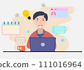 Businessman presenting Current State of Affairs Report.Man with white graph board presentation.trainings,reports.Space advertising, promotion. Vector design Business and office team. 111016964