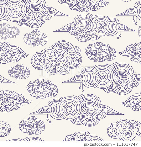 Vintage drawing clouds seamless pattern vector 111017747