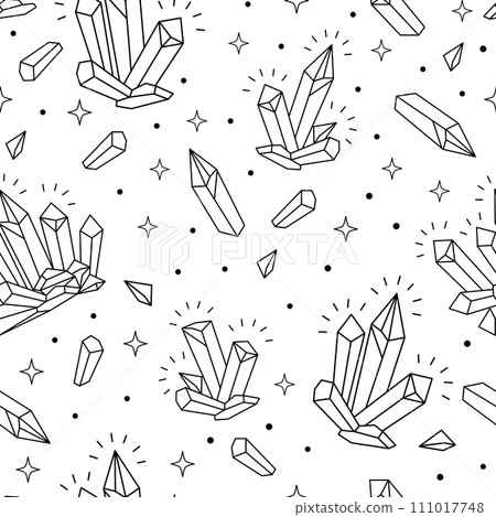 Magic outline crystals seamless pattern vector 111017748