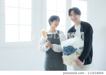 Couple doing housework Couple doing housework 111018004