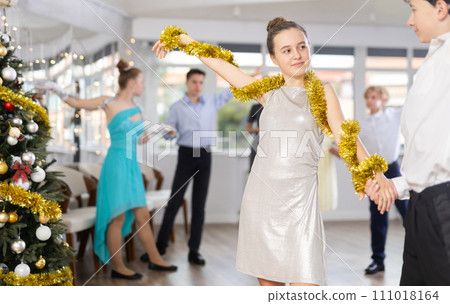 Boy and girl dancing waltz in studio Boy and girl dancing waltz in studio 111018164