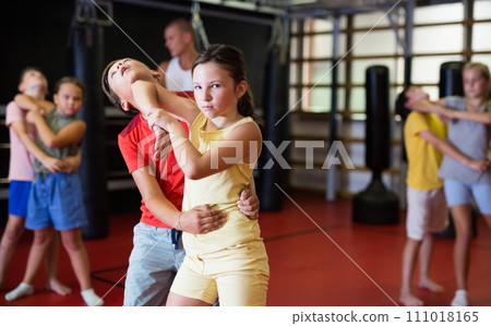 Children self defense training in gym Children self defense training in gym 111018165