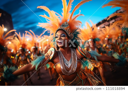 Rio Carnival Dancer in Vibrant Costume Rio Carnival Dancer in Vibrant Costume 111018894