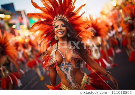 Rio Carnival Dancer in Vibrant Costume Rio Carnival Dancer in Vibrant Costume 111018895